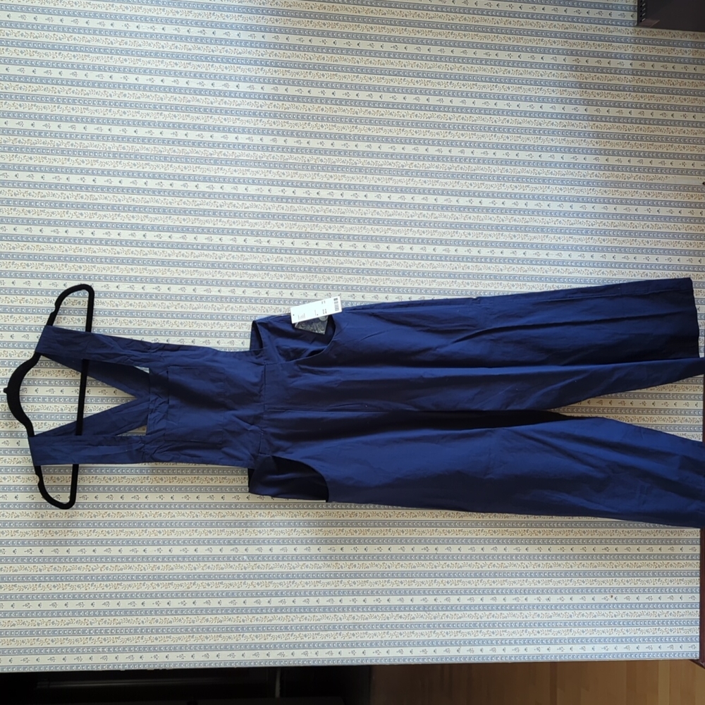 Urban Outfitters Navy Overalls Jumpsuit Wide Leg NWT M